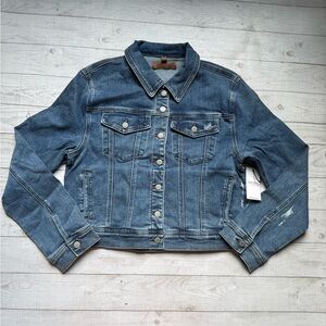 Judy Blue Large Denim Jean Jacket Stretchy Medium Vintage Wash NWT Boutique